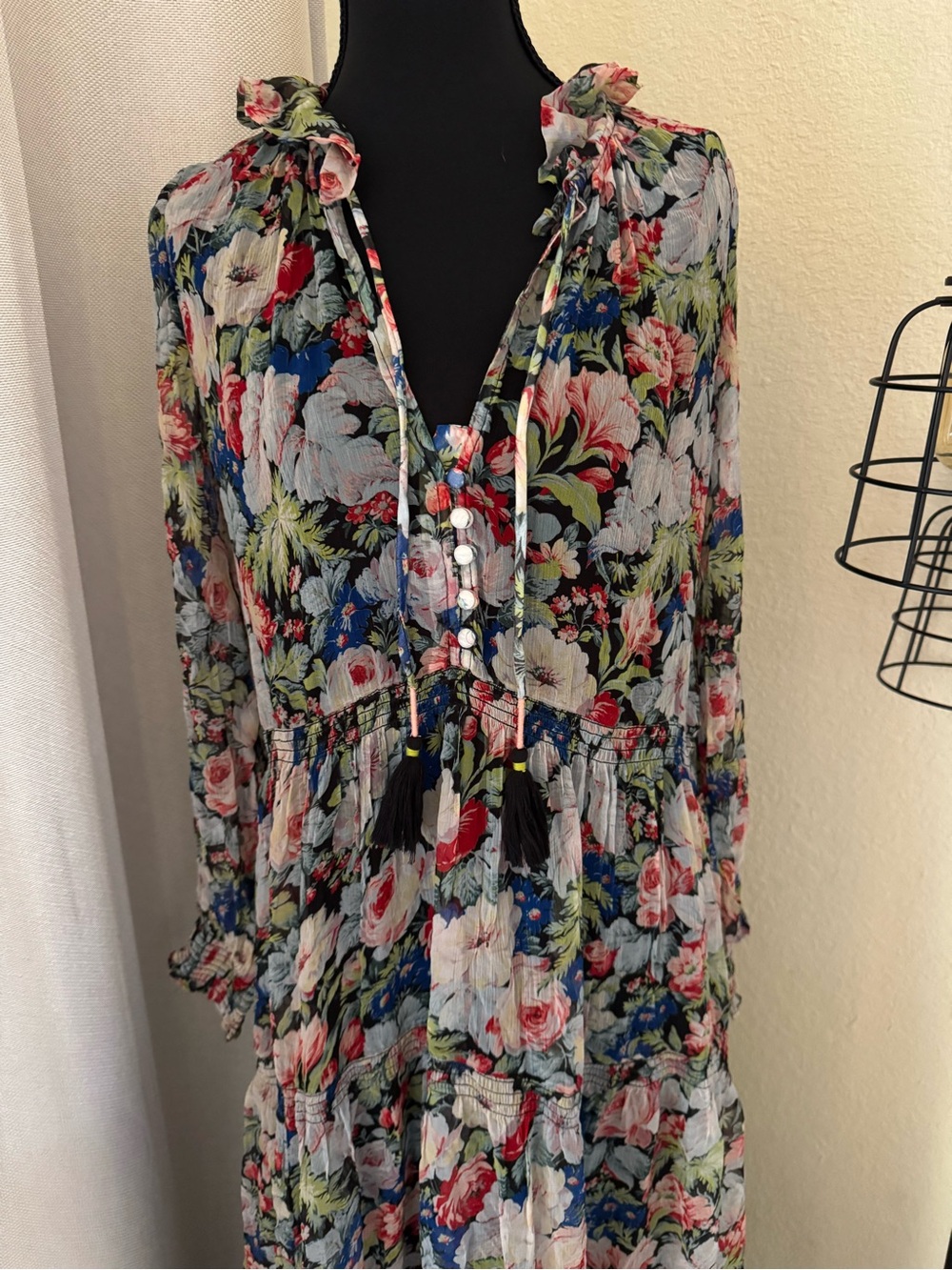 Anthropologie Marais Floral Chiffon Maxi Dress NWT Boho Romantic XS - Picture 4 of 9